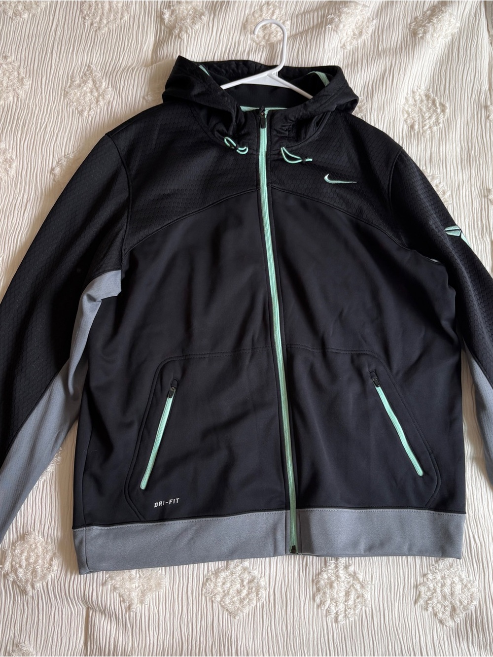 Nike Kobe Bryant Black Mamba Full Zip Hoodie Jacket Dri-Fit Black Grey Mint EUC